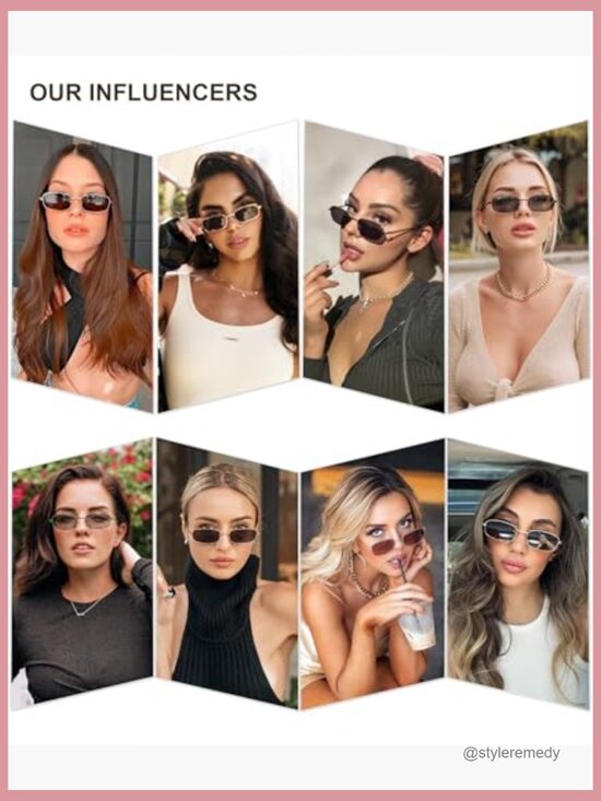 Retro Rectangle Sunglasses with Metal Frames UV400 Protection - Picture 2 of 7